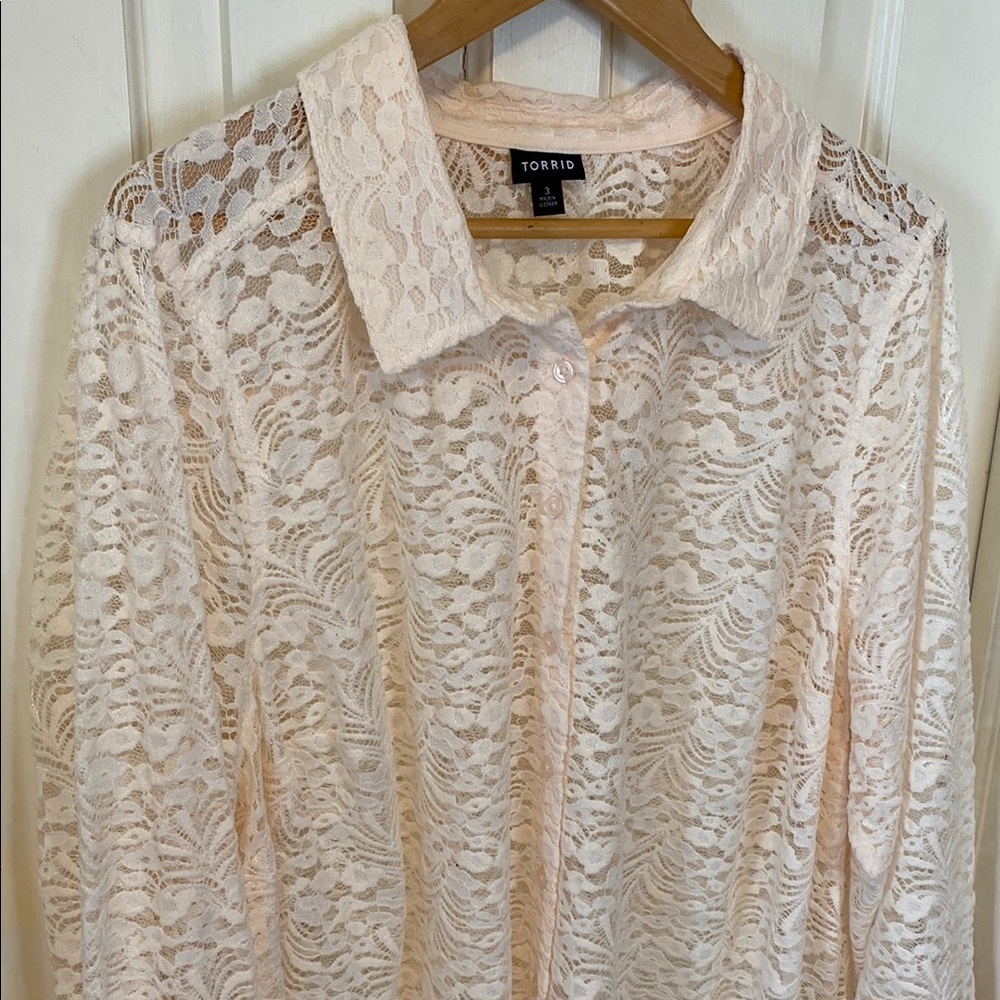 Torrid Lace Button-Up Blouse
